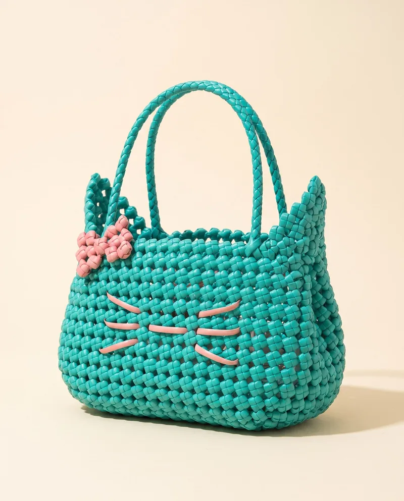 Teal Cat Basket 蓝绿猫咪篮