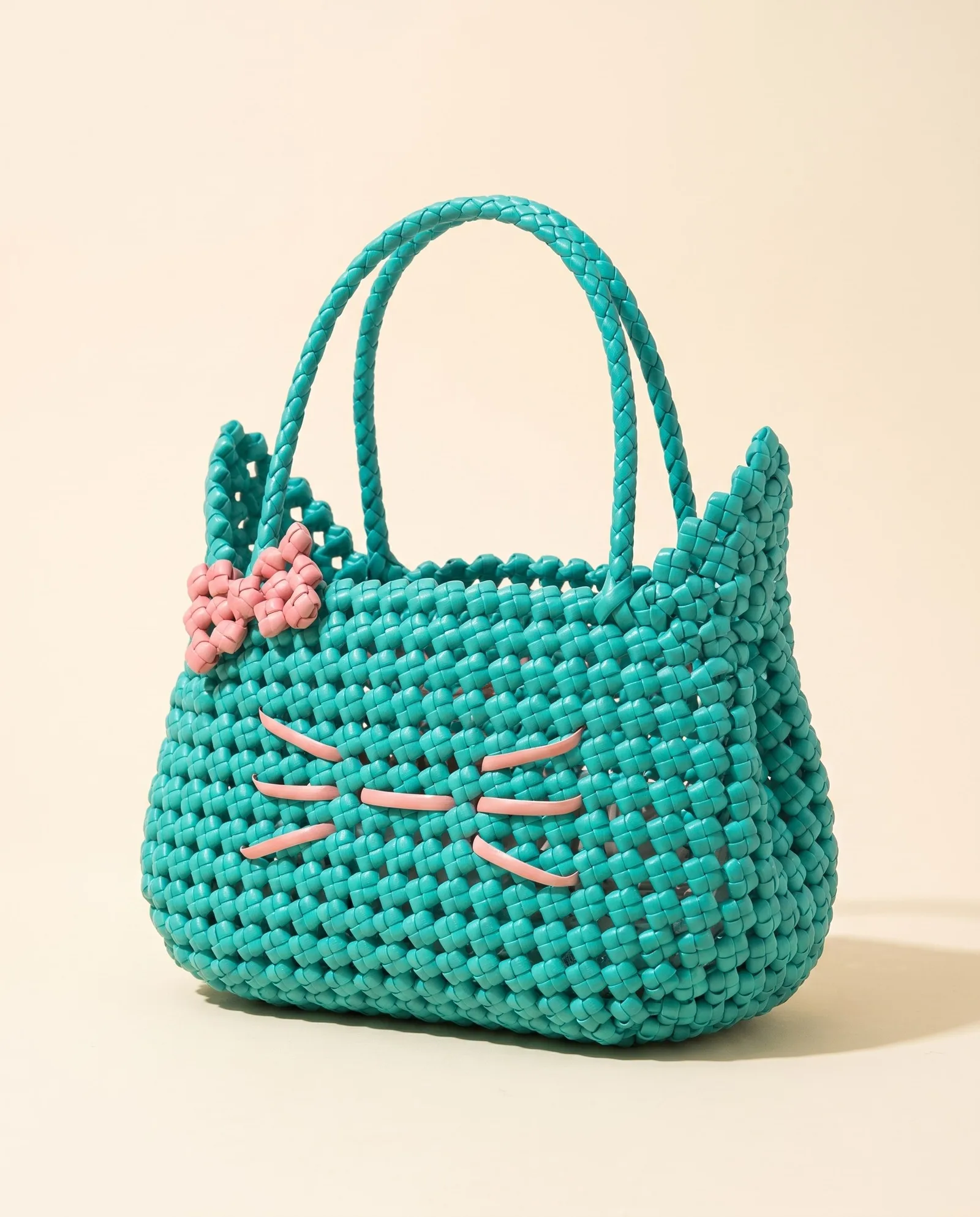 Teal Cat Basket 蓝绿猫咪篮
