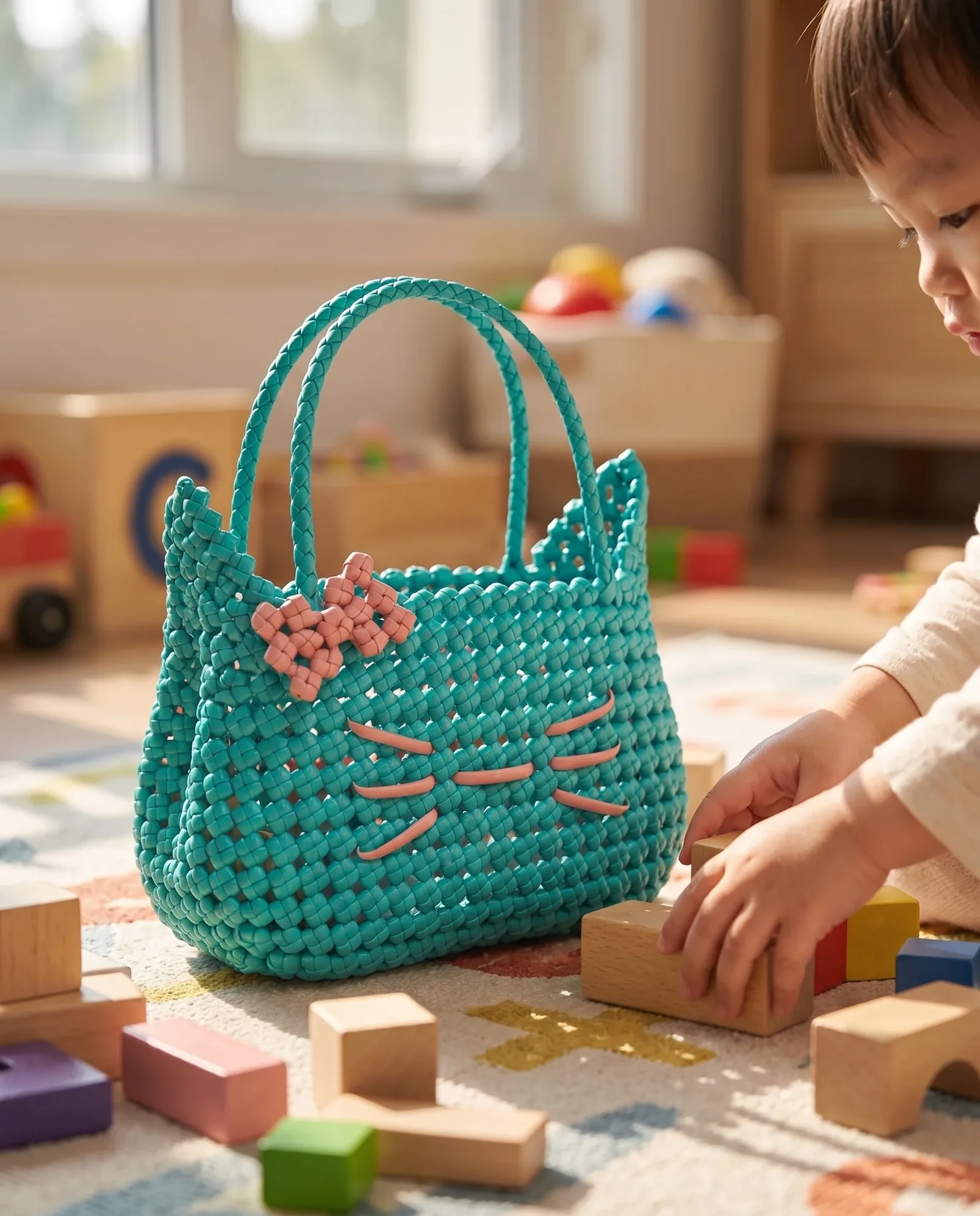 Teal Cat Basket