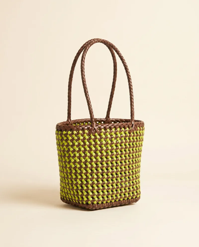 Lime Checker Bucket 青柠格纹桶包