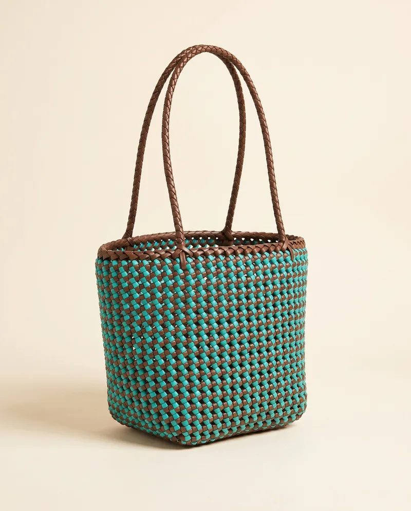 Turquoise Checker Bucket 松石格纹桶包