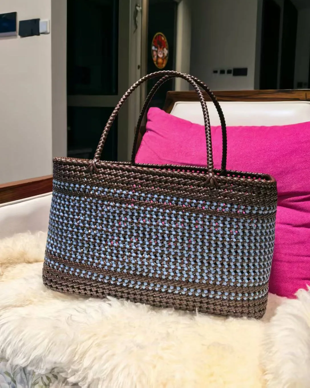 Denim Stripe Knot Tote 蓝调条纹结织托特