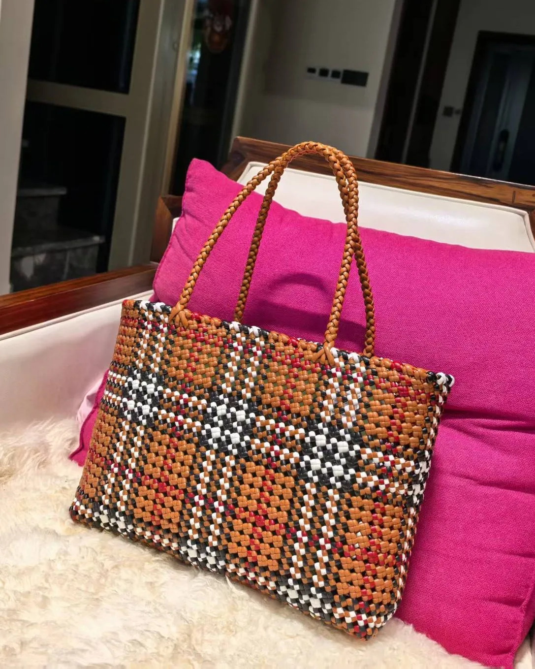 Heritage Plaid Knot Tote 焦糖格纹结织托特