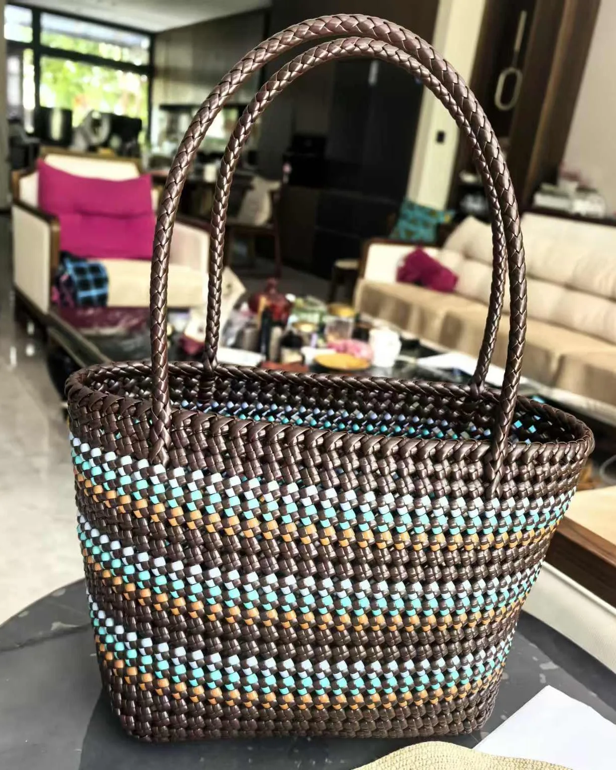 Mocha Confetti Knot Tote 摩卡彩点结织托特