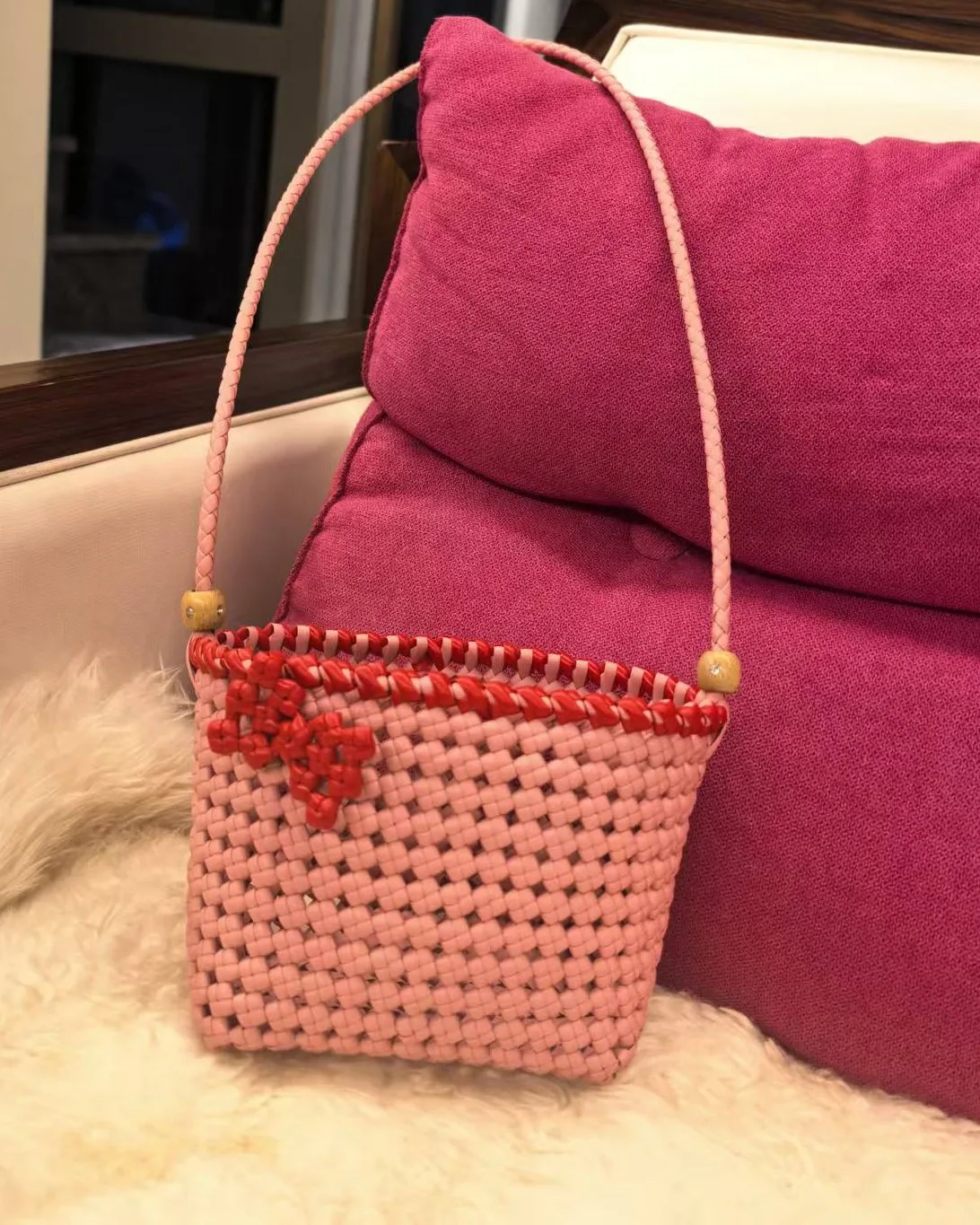 Blush Braided Crossbody 粉樱编绳斜挎