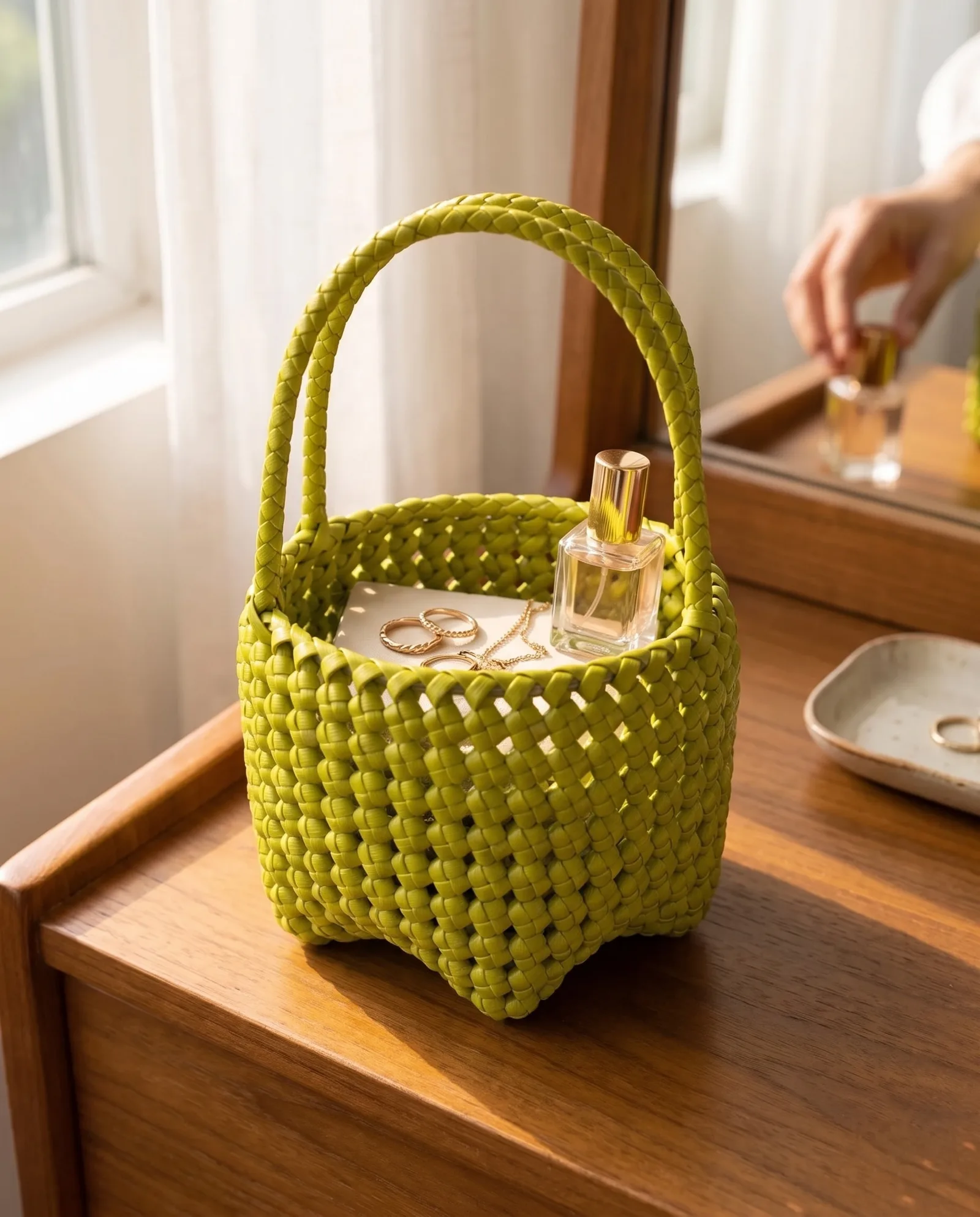 Chartreuse Footed Mini Basket
