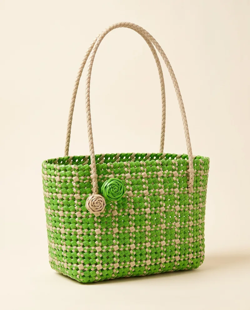 Spring Green Rose-Charm Tote 春绿玫瑰坠托特