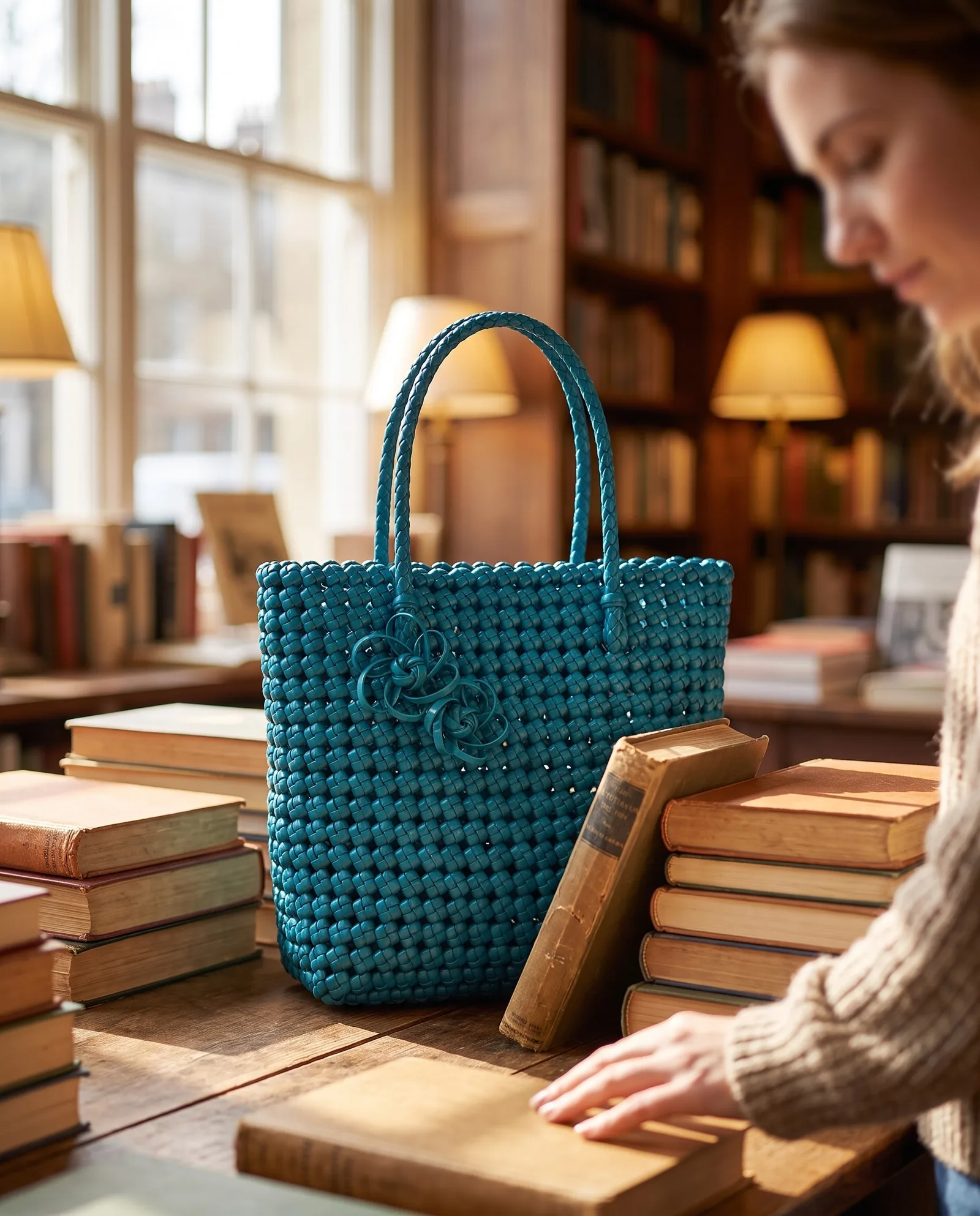 Peacock Rose-Knot Tote