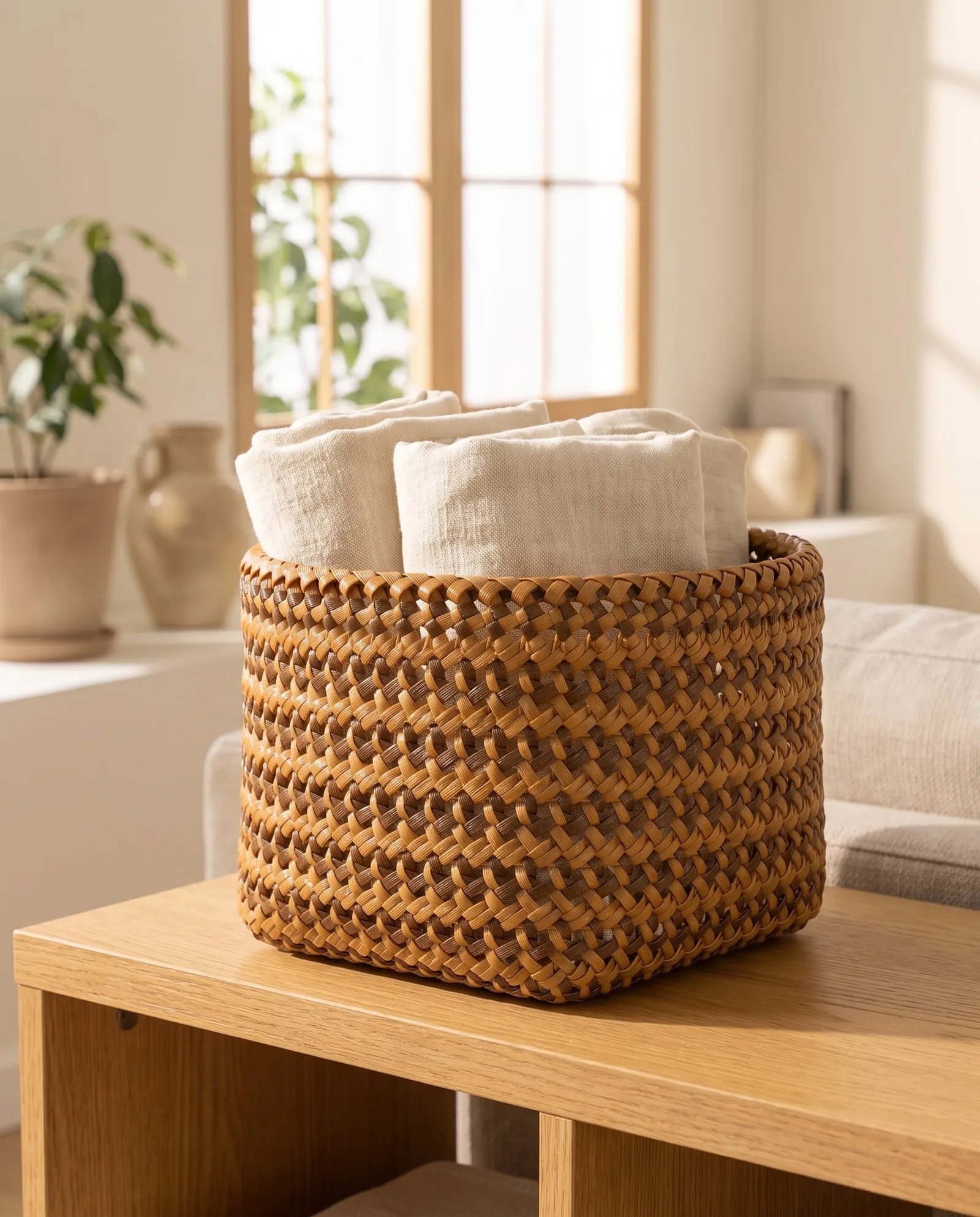 Golden Tan Storage Basket